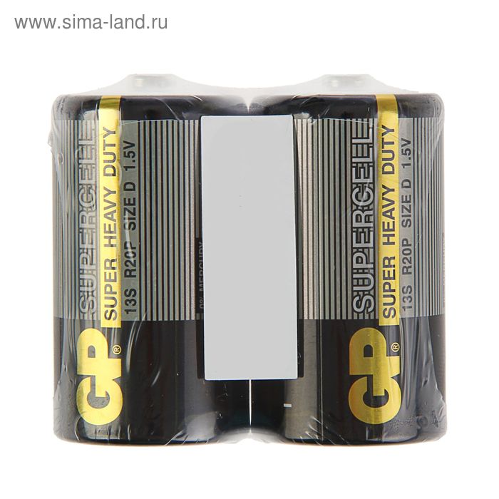 Батарейка солевая GP Supercell Super Heavy Duty, 13S R20Р, 1.5В, спайка, 2 шт. батарейка солевая kodak r14 тип с спайка 2 шт