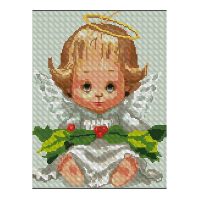 Картина стразами "Ангелок с венком"