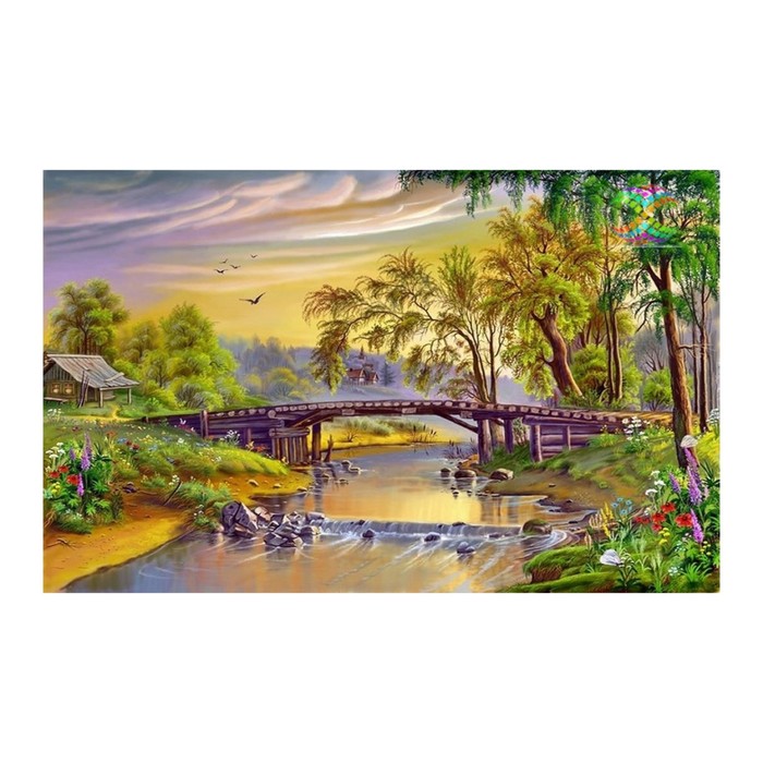 Картина стразами "Домик у реки" Виктор Цыганов"