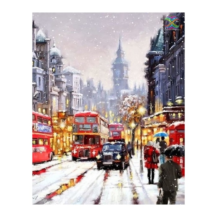 Картина стразами "Красный автобус" Ричард Макнейл"