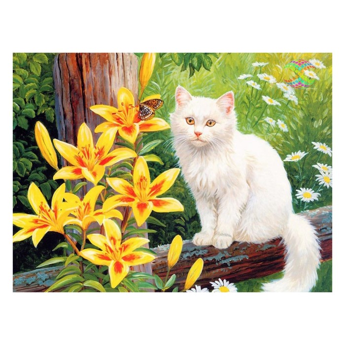 Картина стразами "Кот и желтые цветы" Персис Клейтон Вейерс"