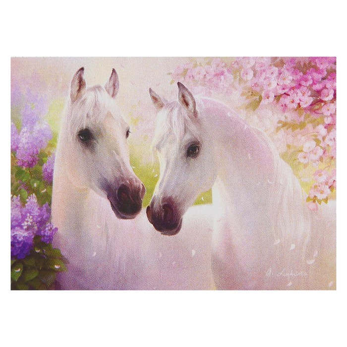 Картина стразами "Белые лошадки"