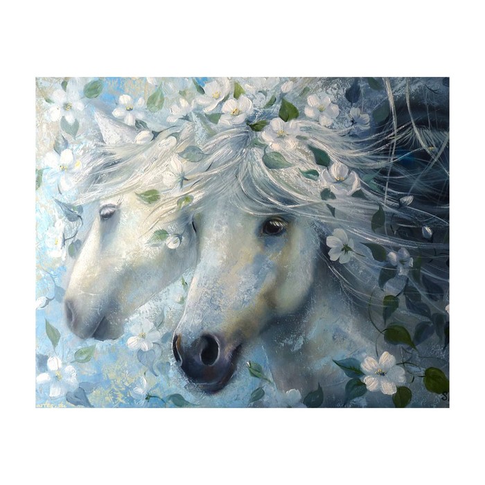 Картина стразами "Лошади в цветах"
