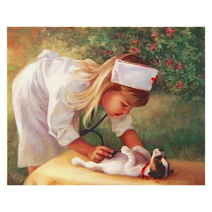 Картина стразами "Девочка и щенок"