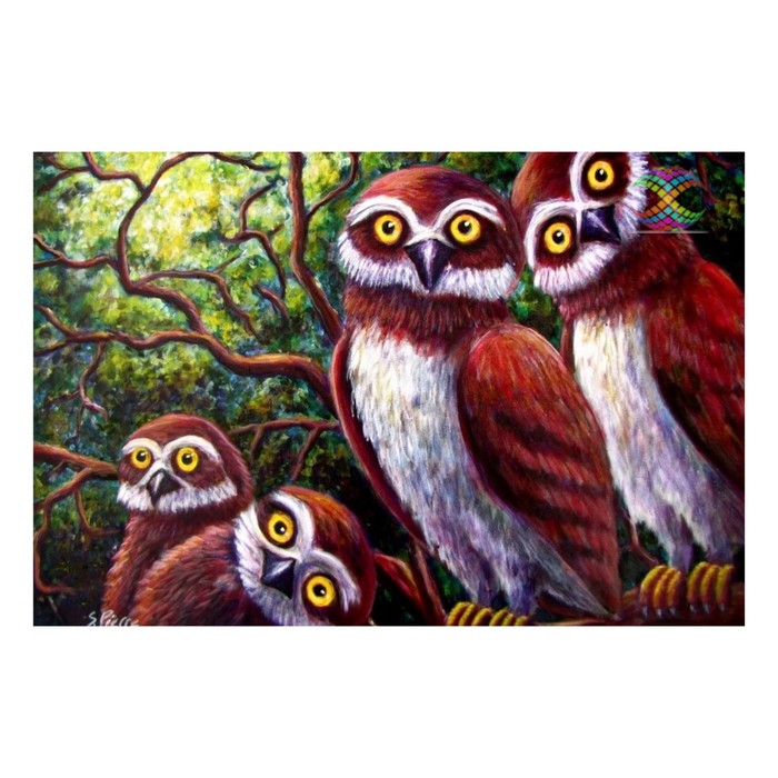 Картина стразами "Совы и совята"