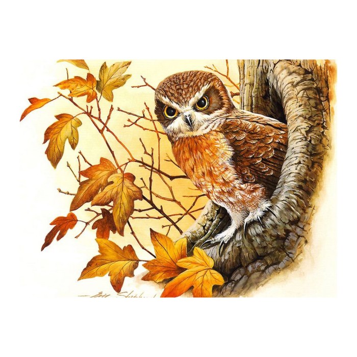 Картина стразами "Сова в дупле"