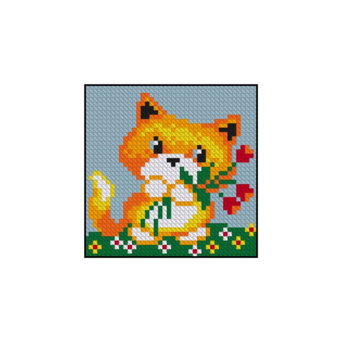 Картина стразами "Лисичка с цветами"