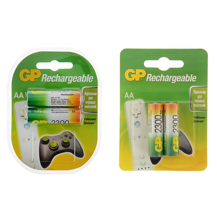 Аккумулятор GP, Ni-Mh, AA, HR6-2BL, 1.2В, 2300 мАч, блистер, 2 шт.