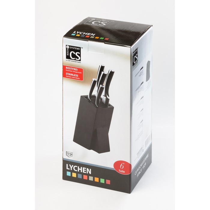 Набор ножей CS LYCHEN, 6 предметов: 5 ножей + подставка