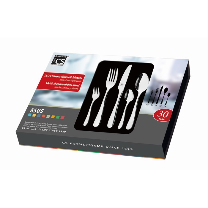 Набор столовых приборов CS ASUS, зеркальная полировка, 30 предметов