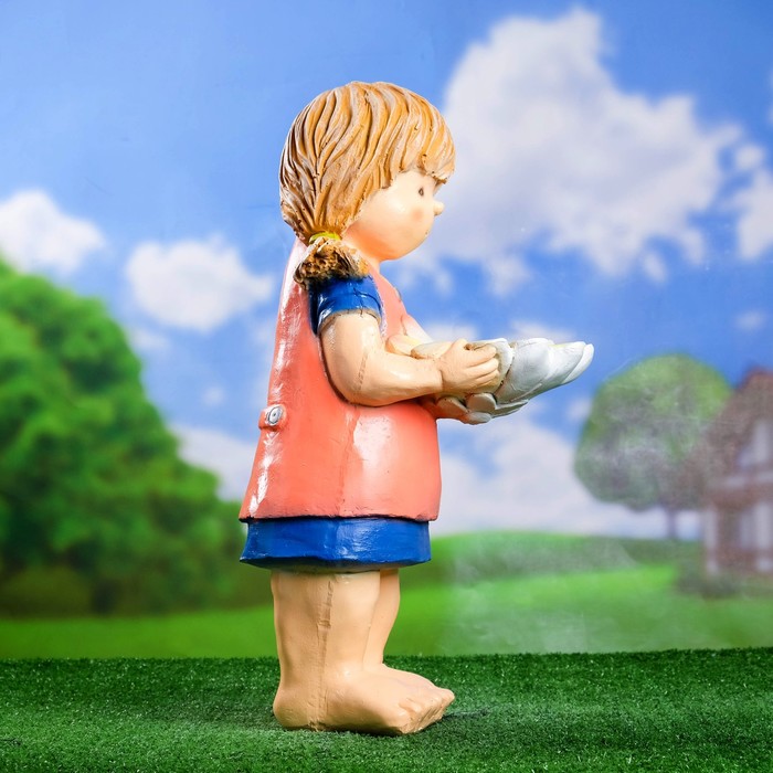 Садовая фигура "Девочка с цветком поилка" 43х25см