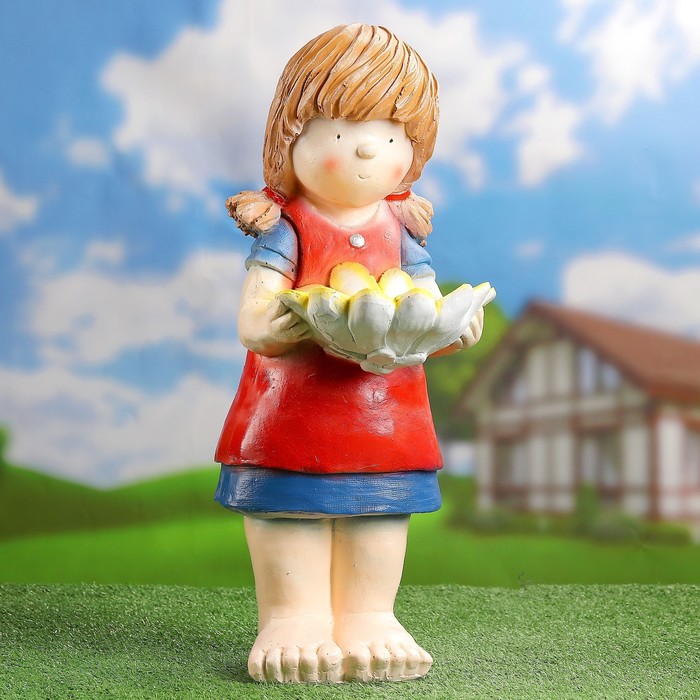 Садовая фигура "Девочка с цветком поилка" 43х25см