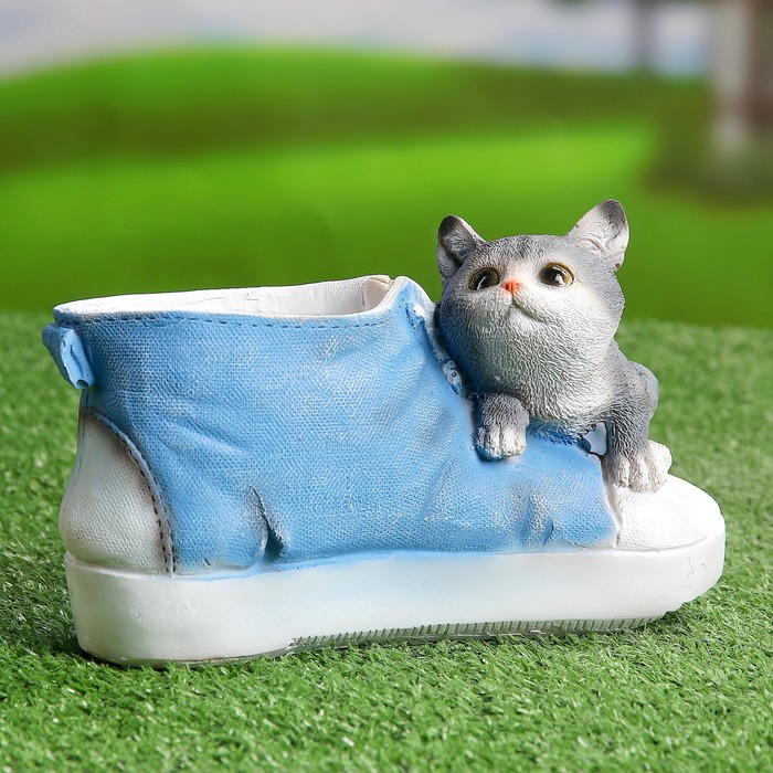 Фигурное кашпо "Кед с котенком" 13х22см