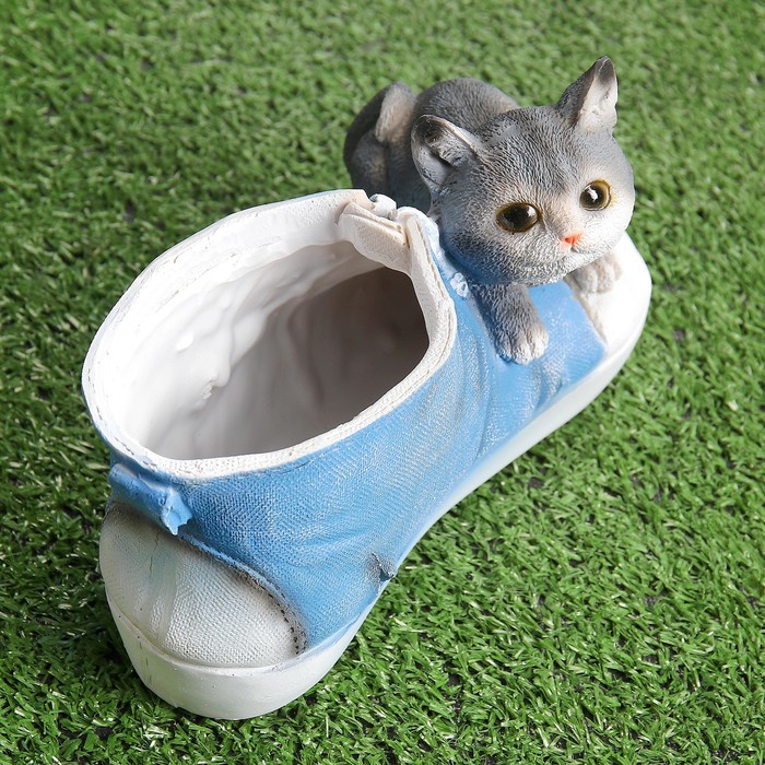 Фигурное кашпо "Кед с котенком" 13х22см