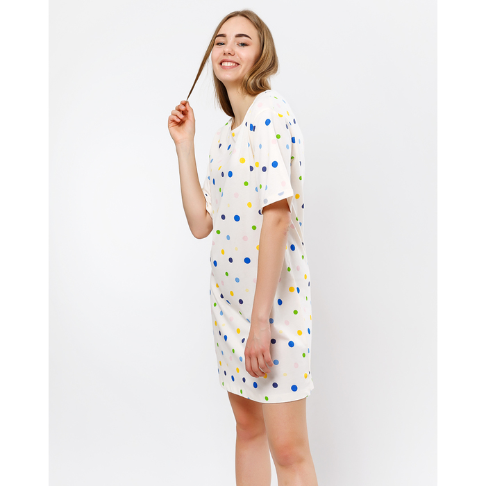 Сорочка женская 2683-0 (572322) цвет горохи на молочном, р-р 42 (XS)