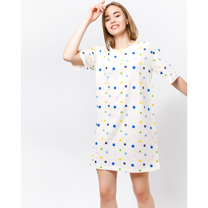 Сорочка женская 2683-0 (572322) цвет горохи на молочном, р-р 50 (XL)