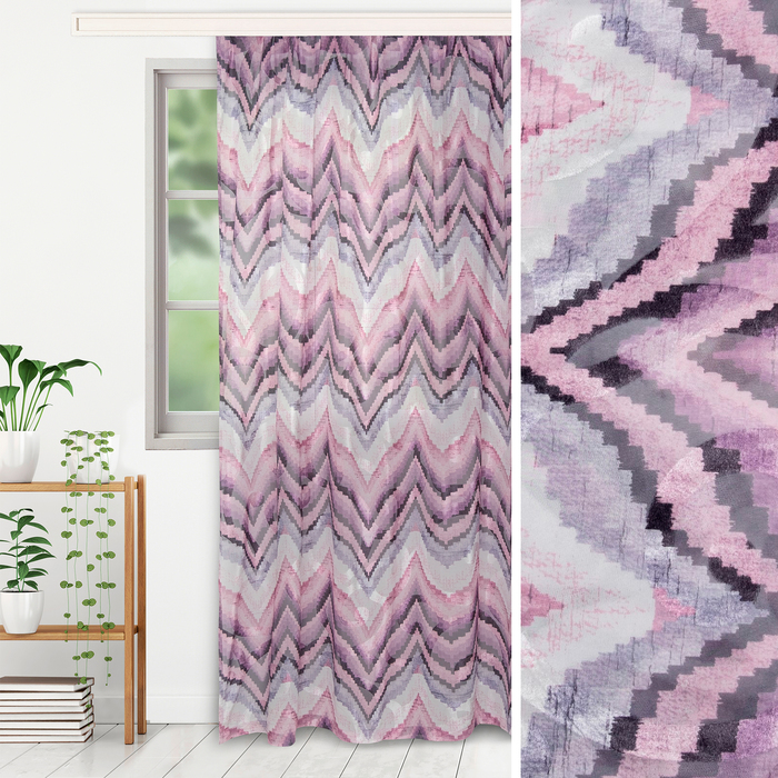 Штора тюлевая сетка с бархатом "Этель" Памир 240х250 см, фиолетовый, 100% п/э