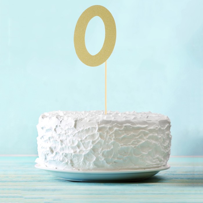 Топпер в торт "0" цвет золото, набор 6 штук