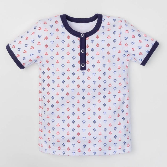 Футболка "Морская", белая, р-р 32 (110-116см) 5-6л 100% хл