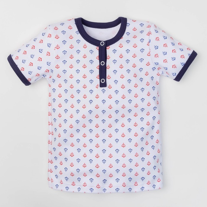 Футболка "Морская", белая, р-р 36 (134-140см) 9-10л 100% хл