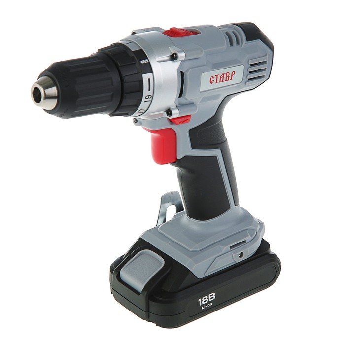 Дрель-шуруповерт "Ставр" ДА-18/2ЛМ, 18 В, 0-350/0-1250 об/мин, 33/19 Нм, аккумуляторная