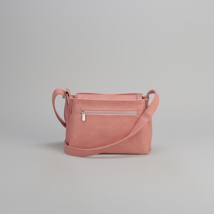 Сумка женская, 3 отдела на молнии, наружный карман, регулируемый ремень, цвет розовый