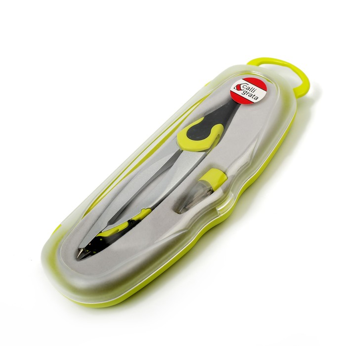 Циркуль металлический в пластиковом пенале с запасными грифелями CALLIGRATA