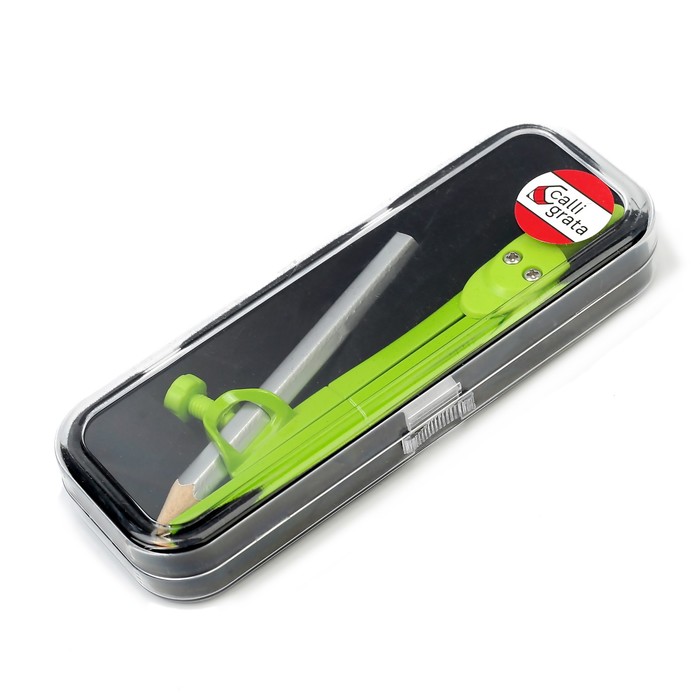 Циркуль металлический с карандашом ч/гр в пластиковом пенале (козья ножка) МИКС CALLIGRATA 287377