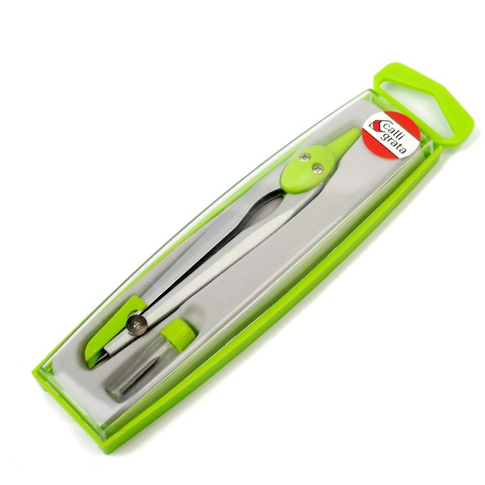 Циркуль металлический в пластиковом пенале с запасными грифелями CALLIGRATA