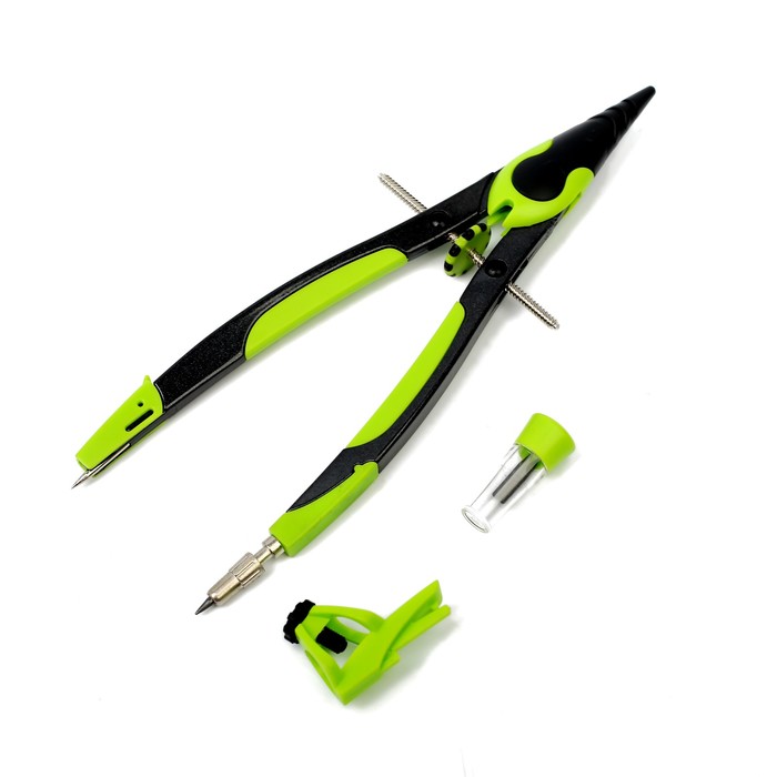 Готовальня, 3 предмета (циркуль, грифель, держатель для карандаша) в пластиковом пенале