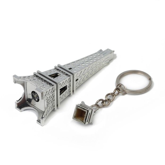 Ручка шариковая-прикол Эйфелева башня с фонариком МИКС с брелком