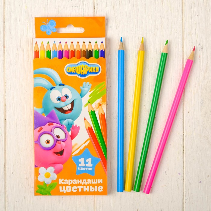 Карандаши цветные 11 цветов СМЕШАРИКИ "Крош и Ежик"
