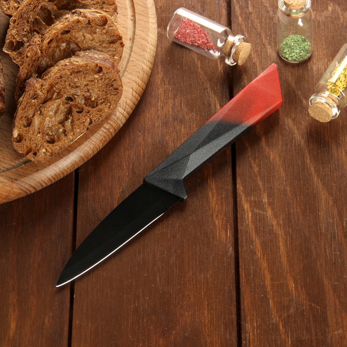 Нож с антиналипающим покрытием "Альфа" лезвие 9 см, цвет красный