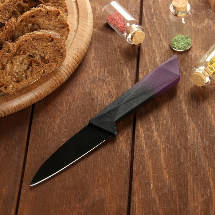 Нож с антиналипающим покрытием "Альфа" лезвие 9 см, цвет фиолетовый