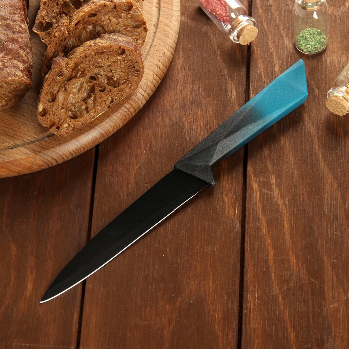 Нож с антиналипающим покрытием "Альфа" лезвие 12,5 см, цвет синий