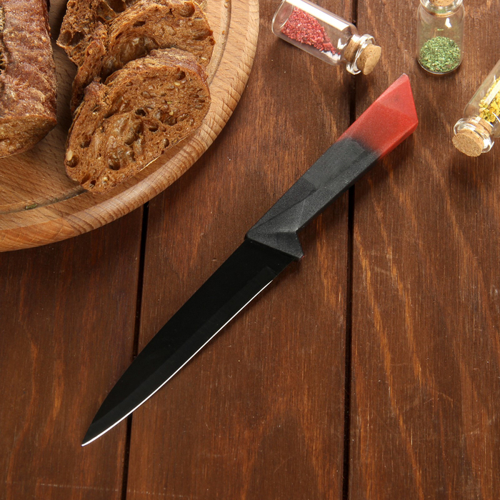 Нож с антиналипающим покрытием "Альфа" лезвие 12,5 см, цвет красный