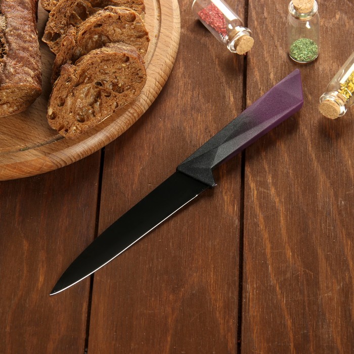 Нож с антиналипающим покрытием "Альфа" лезвие 12,5 см, цвет фиолетовый