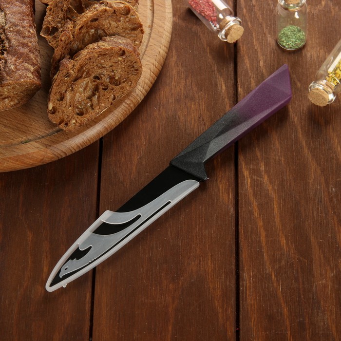 Нож с антиналипающим покрытием "Альфа" лезвие 12,5 см, цвет фиолетовый