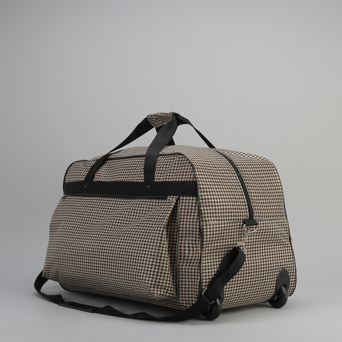 Сумка дорожная на колесах "Гусиные лапки", отдел на молнии, наружный карман, регулируемый ремень