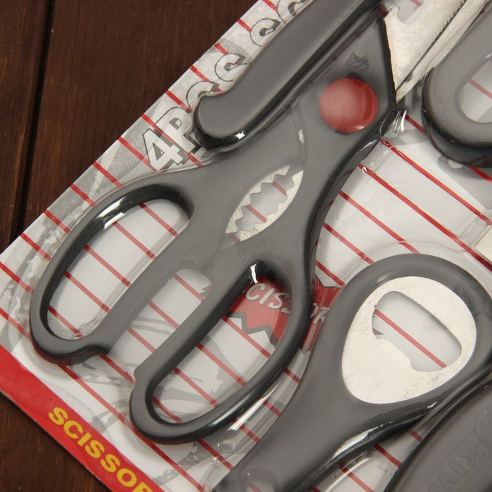 Набор кухонный, 5 предметов: 2 ножа 7,5/15,5 см, ножницы, открывалка, овощечистка