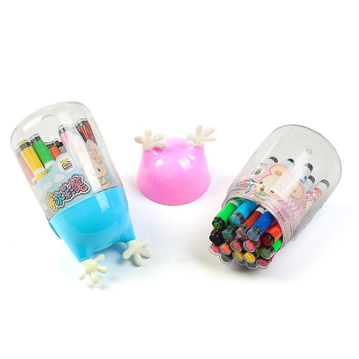 Фломастеры 18цв Мышка в пластик тубусе вертилируемый колпачок с штампами МИКС