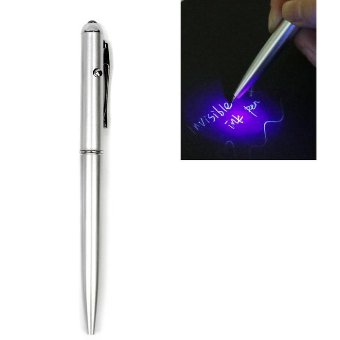 Ручка-прикол Calligrata Шпион с невидимыми чернилами, надпись видно при подсвечивании фонариком