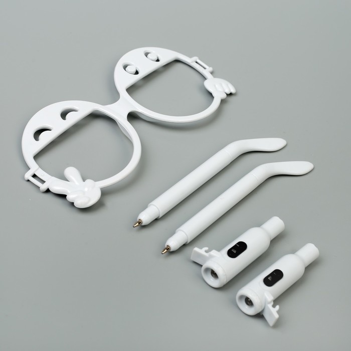 Ручка шариковая-прикол Очки с фонариками