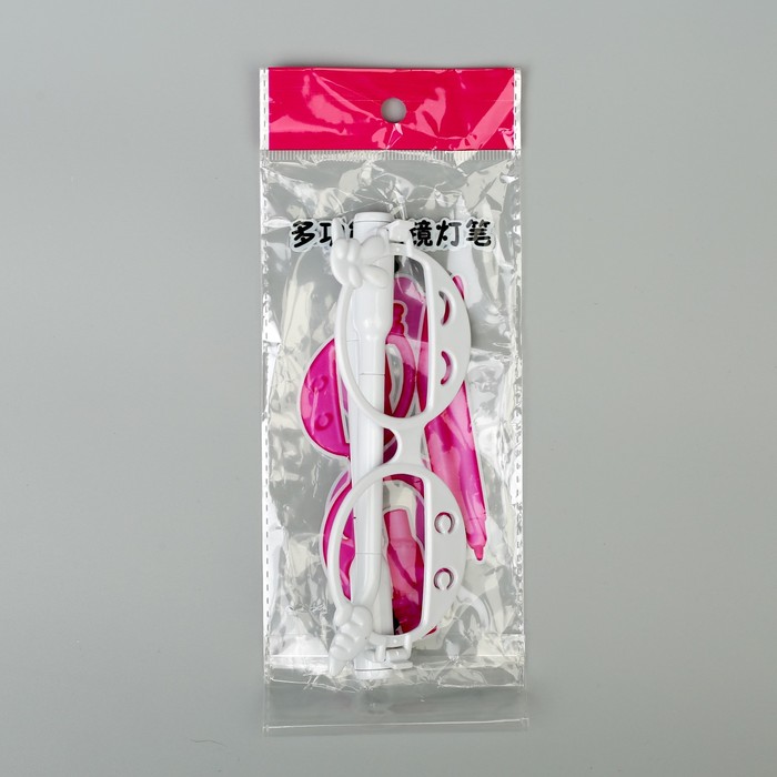 Ручка шариковая-прикол Очки с фонариками