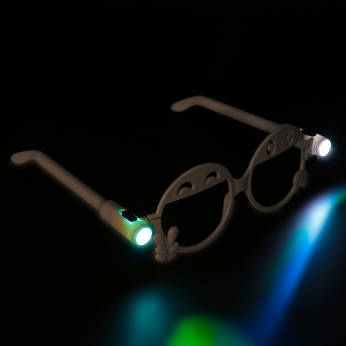 Ручка шариковая-прикол Очки с фонариками