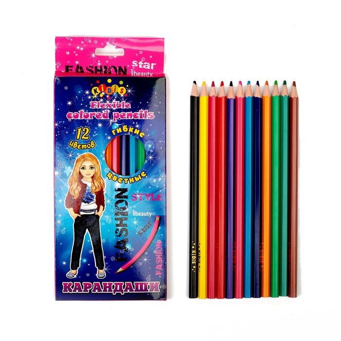 Карандаши 12цв Модница пластиковые заточенные граненные в картонной коробке