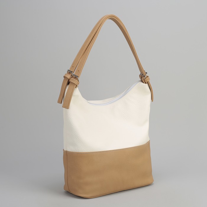 Сумка женская, отдел с перегородками на молнии, наружный карман, цвет белый/бежевый матовый