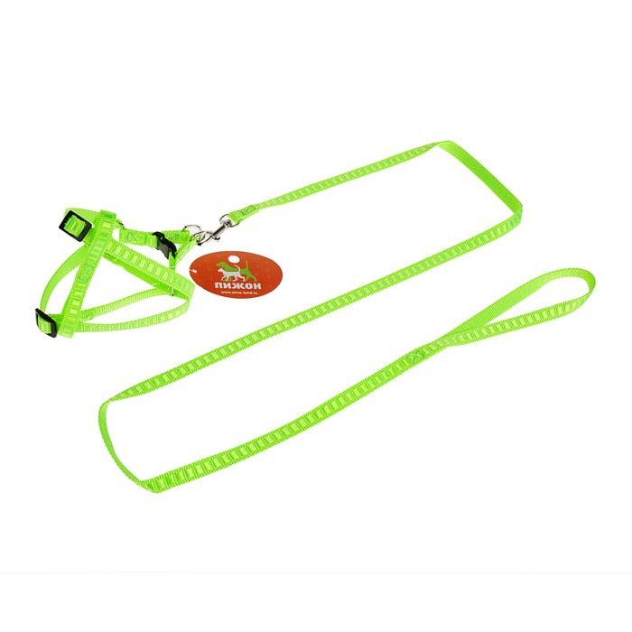 Комплект амуниции "Рельеф", поводок 120 х 1 см, шлейка 29-42 х 1 см, салатовый