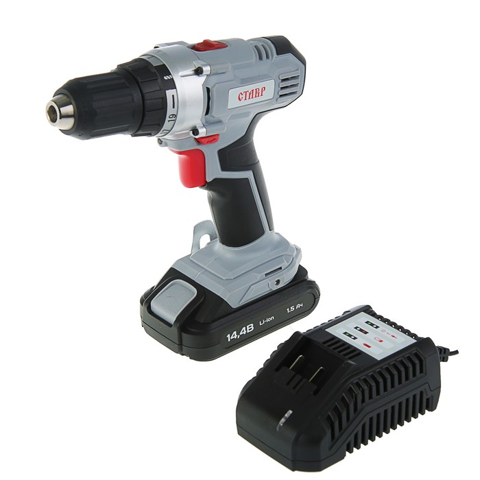 Дрель-шуруповерт "Ставр" ДА-14,4/2ЛМ, 14.4 В, 0-350/ 0-1250 об/мин, 27/15 Нм, аккумуляторная 36019