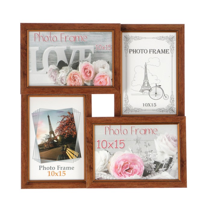 Фоторамка "Темный орех" 29х29 см на 4 фото 10х15 см